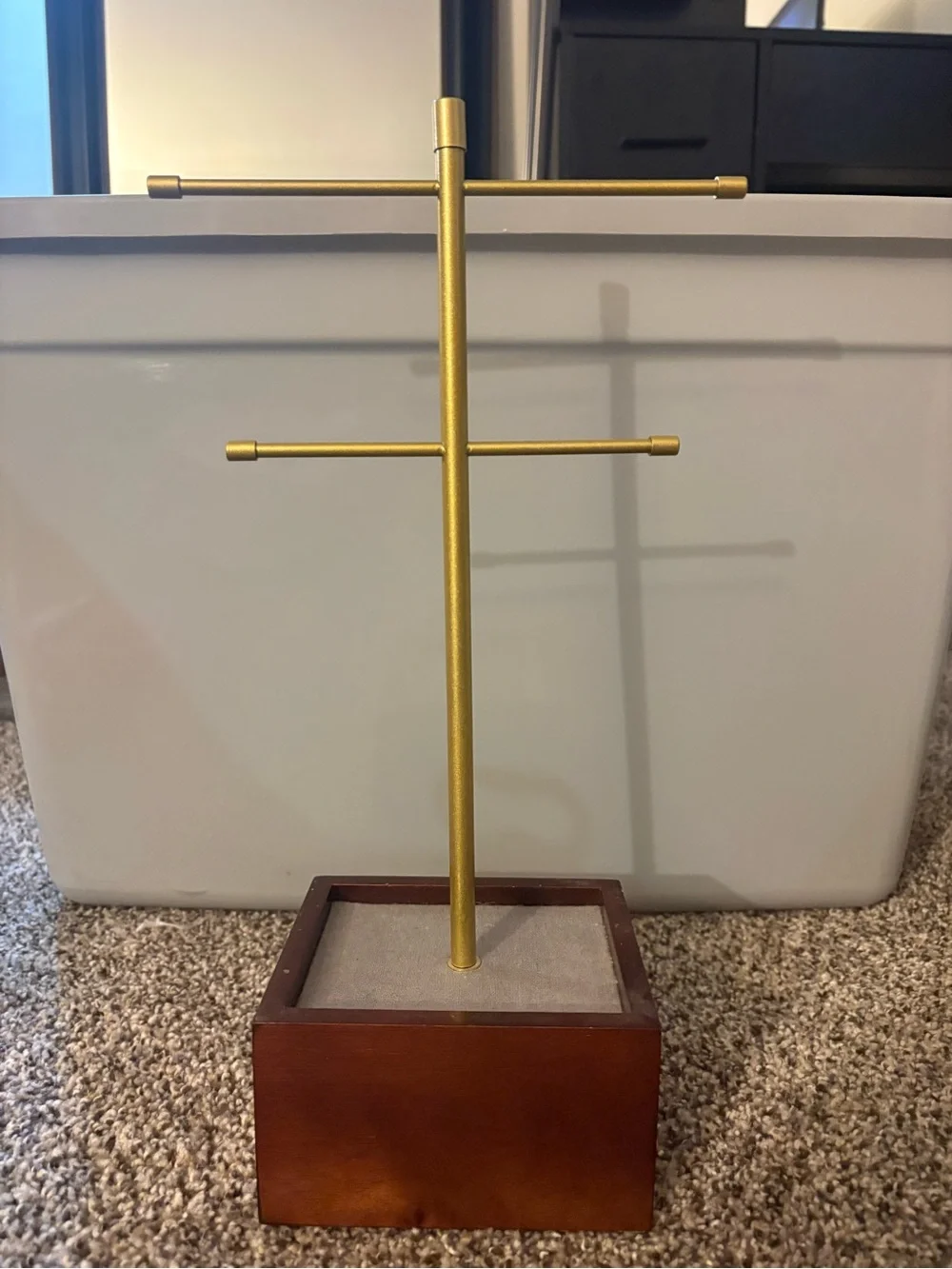 Gold and Brown Jewelry Stand with Drawer - Elegant Display Organizer